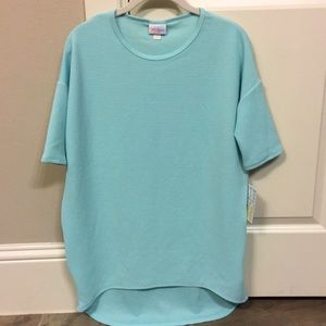 LulaRoe Irma teal tunic thermal sweater shirt